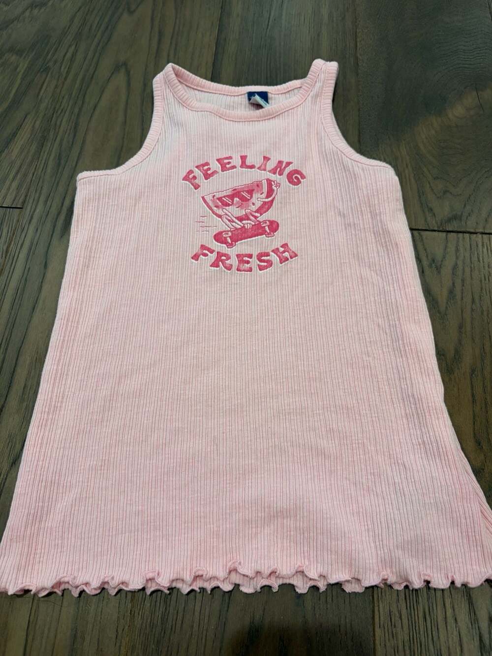 Old Navy Pink Ribbed Feeling Fresh Watermelon Skateboard Tank Top Girls Size L 1